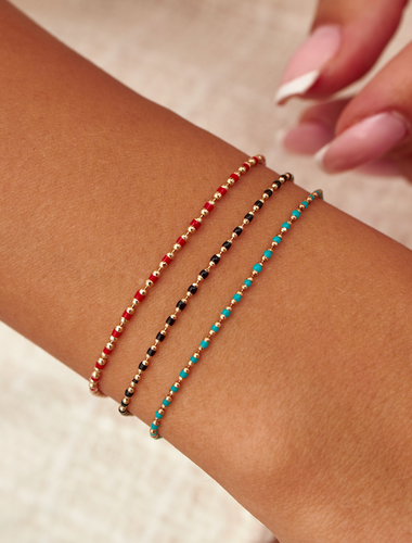 By Golden House - Renkli Mineli Golf Zincir Bileklikler