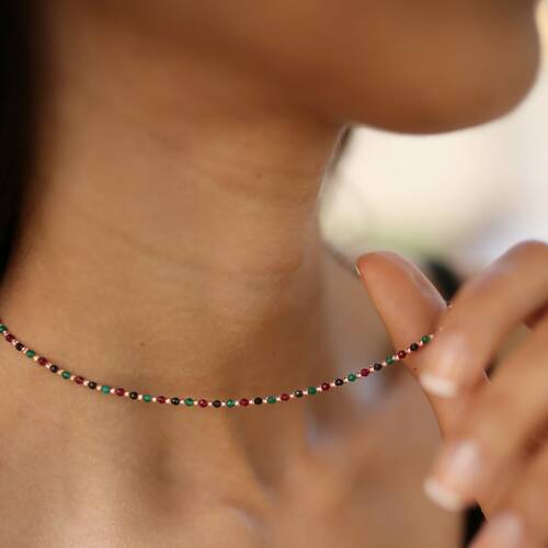 By Golden House - Renkli Taşlı Kolye