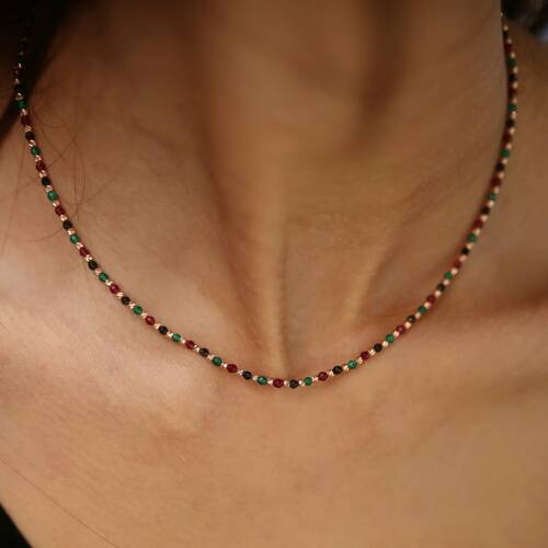 By Golden House - Renkli Taşlı Kolye (1)