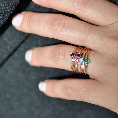 By Golden House - Renkli Taşlı Mini Yüzükler (1)