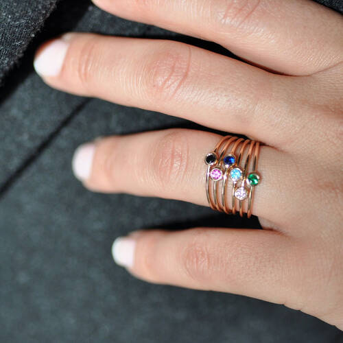 By Golden House - Renkli Taşlı Mini Yüzükler (1)