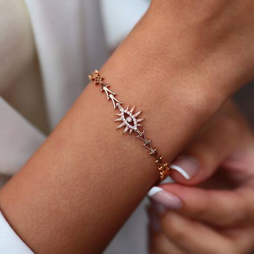 By Golden House - Retro Evil Eye Pırlanta Bileklik