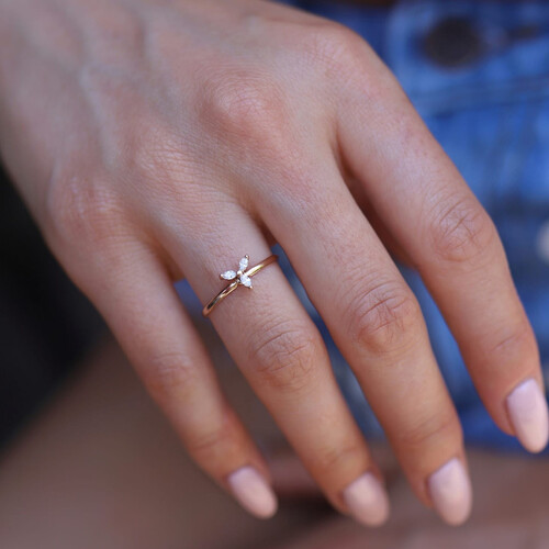 By Golden House - Rüzgar Gülü Markiz Pırlanta Yüzük By Golden House - Rüzgar Gülü Markiz Pırlanta Yüzük