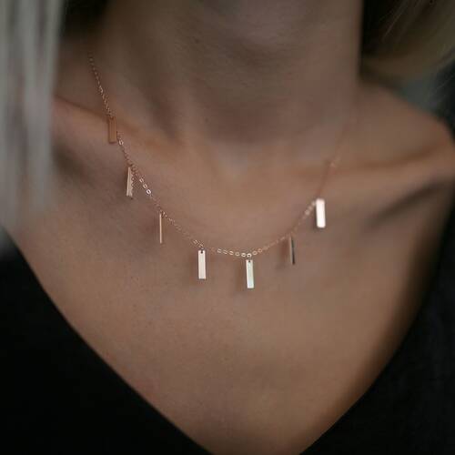 By Golden House - Saçaklı Çubuk Kolye