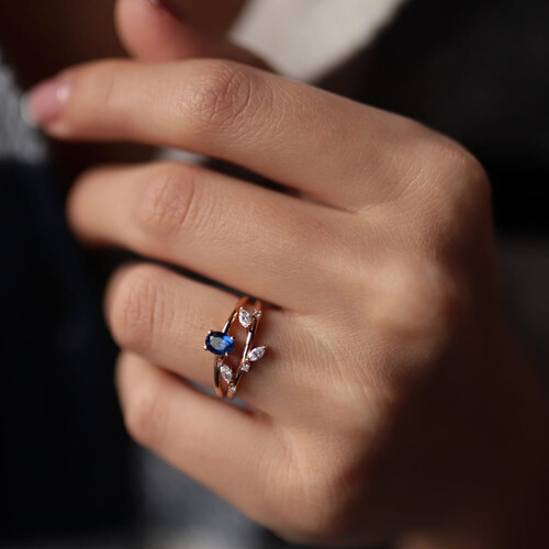 By Golden House - Safir Yaprak Pırlanta Yüzük By Golden House - Safir Yaprak Pırlanta Yüzük
