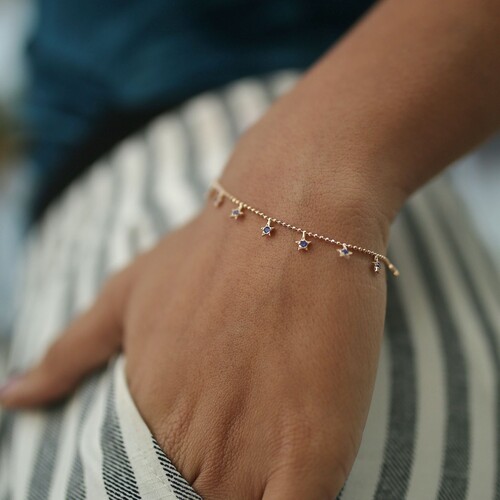 By Golden House - Safirli Yıldız Bileklik