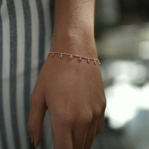 By Golden House - Safirli Yıldız Bileklik (1)