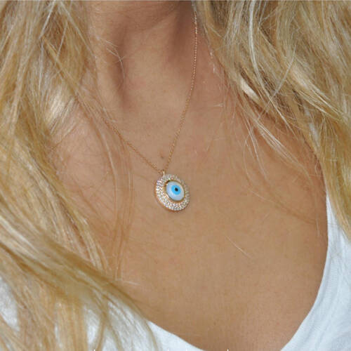 By Golden House - Sedef Göz Swarovski Taşlı Kolye