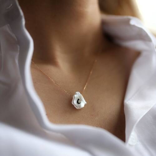 By Golden House - Sedef İncili Elmas Kolye