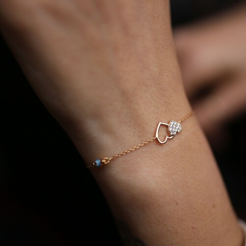 By Golden House - Senle Ben Pırlanta Kalp Bileklik