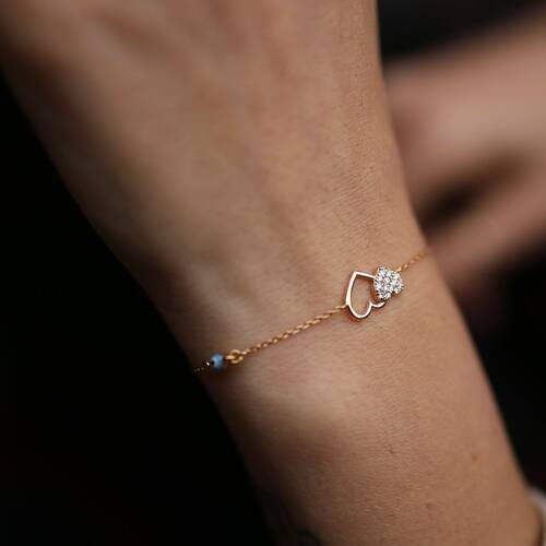 By Golden House - Senle Ben Pırlanta Kalp Bileklik