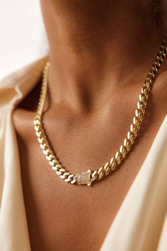 By Golden House - Seramik Taşlı Künye Kolye