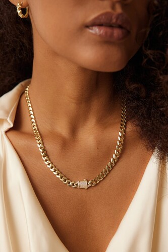 By Golden House - Seramik Taşlı Künye Kolye (1)