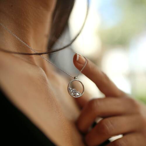 By Golden House - Serpme Baget Pırlanta Kolye