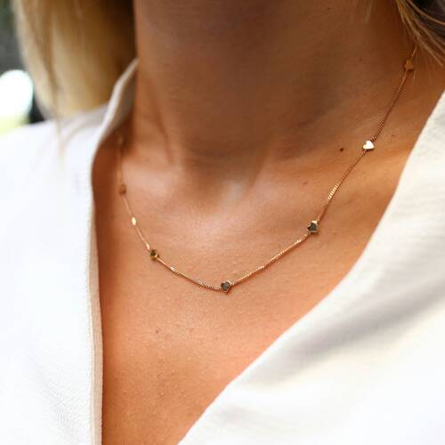 By Golden House - Sıra Kalp Kolye (1)