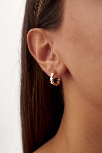 By Golden House - Sıralı Yıldız Halka Küpe