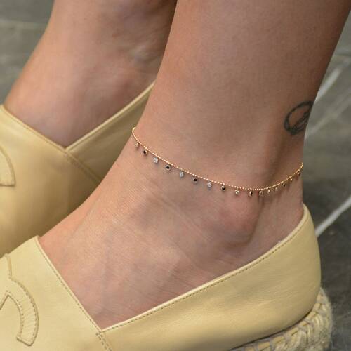 By Golden House - Siyah Beyaz Tohum Taşlı Halhal