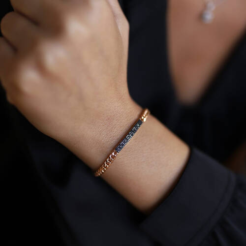 By Golden House - Siyah Taşlı Künye Bileklik