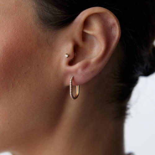 By Golden House - Slim Pırlanta Ataç Küpe