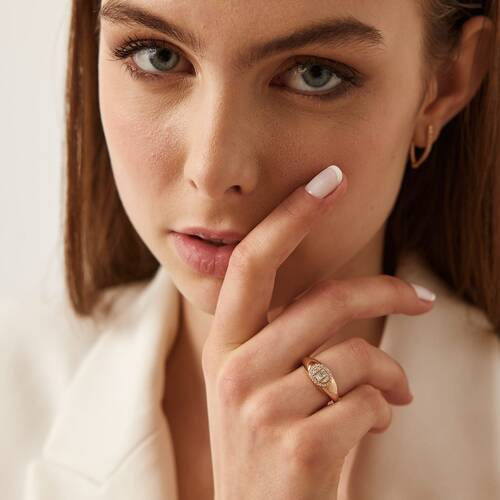 By Golden House - Şövalye Baget Pırlanta Yüzük (1)