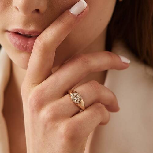 By Golden House - Şövalye Baget Pırlanta Yüzük