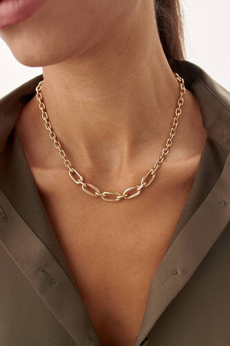 By Golden House - Süzme Oval Doç Zincir Kolye (1)