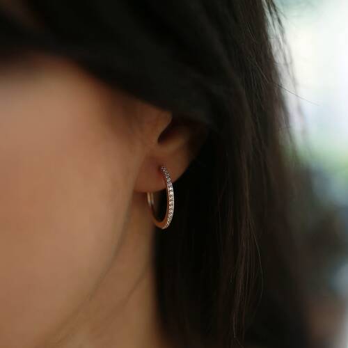 By Golden House - Tamtur Pırlanta Halka Küpe (1)