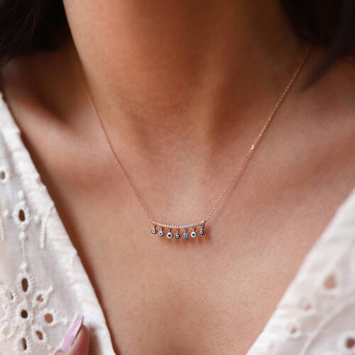 By Golden House - Tasarım Göz Sallantılı Kolye (1)