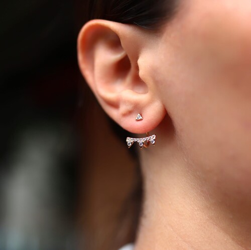 By Golden House - Tasarım Üçgen Küpe