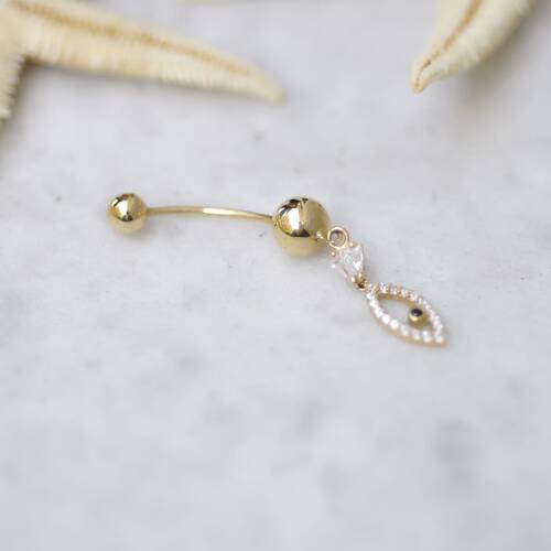 By Golden House - Taşlı Balık Göbek Piercing