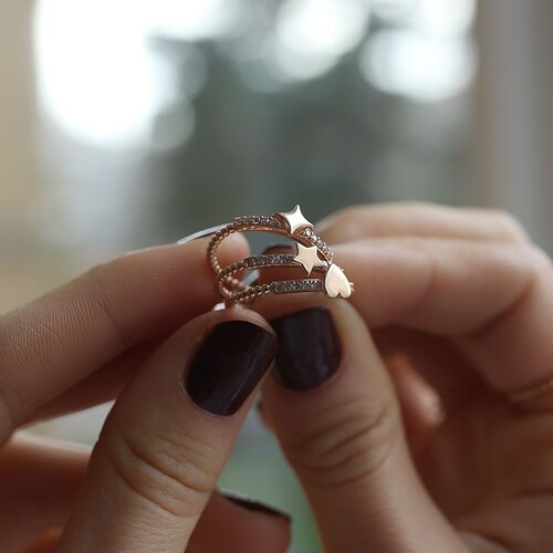 By Golden House - Taşlı Figür Yüzük