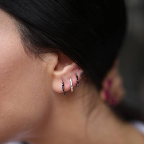 By Golden House - Taşlı Halka Küpe