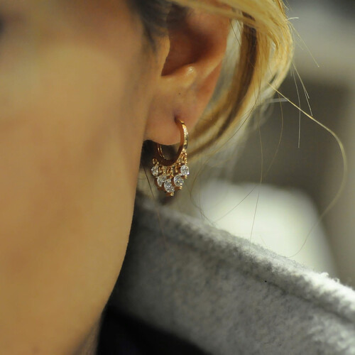 By Golden House - Taşlı Halka Küpe By Golden House - Taşlı Halka Küpe