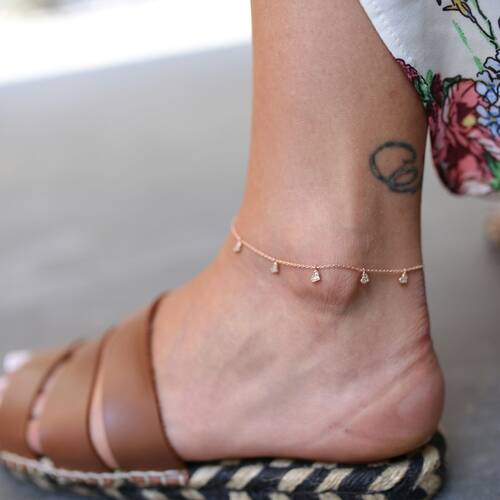 By Golden House - Taşlı Kalp Halhal