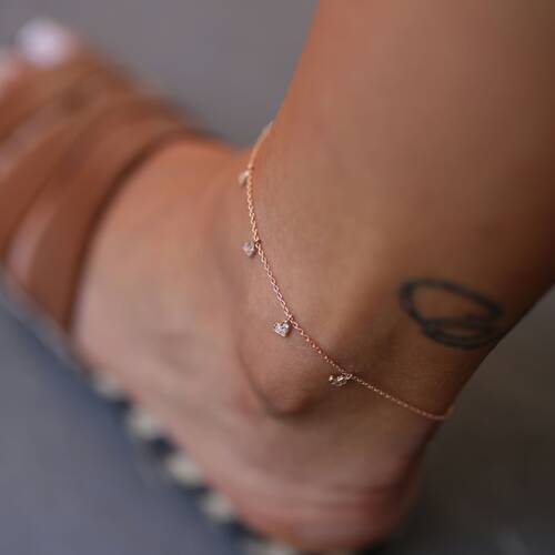 By Golden House - Taşlı Kalp Halhal (1)