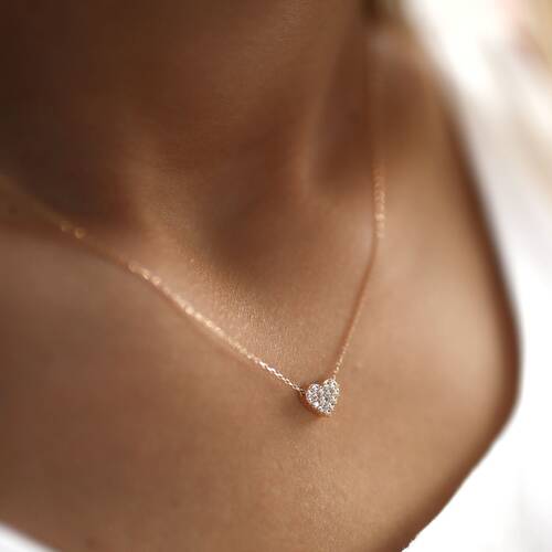 By Golden House - Taşlı Kalp Kolye