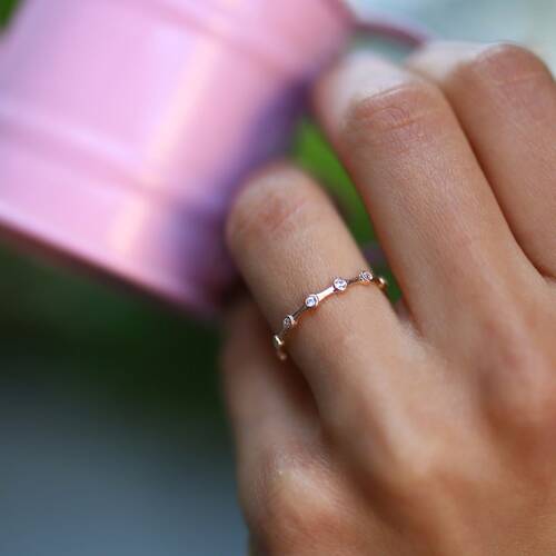 By Golden House - Taşlı Kemik Yüzük