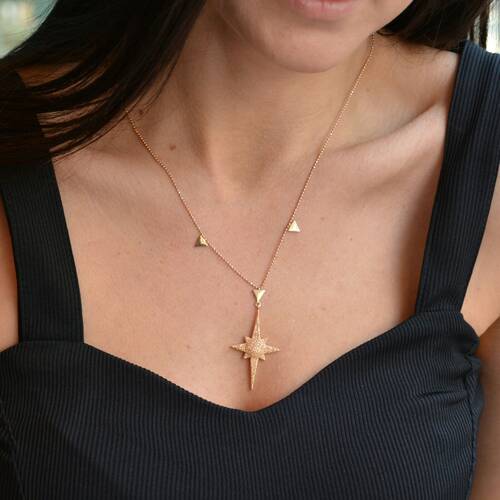 By Golden House - Taşlı Kutup Yıldızı Kolye