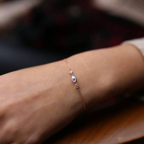 By Golden House - Taşlı Oval Mine Göz Bileklik