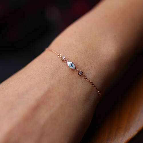 By Golden House - Taşlı Oval Mine Göz Bileklik (1)