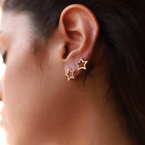 By Golden House - Taşlı Yıldız Küpe