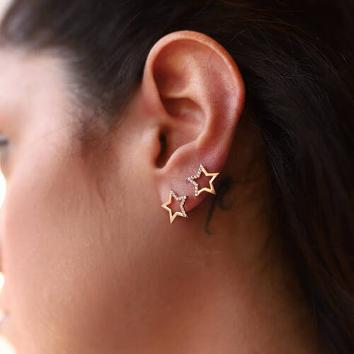 By Golden House - Taşlı Yıldız Küpe (1)