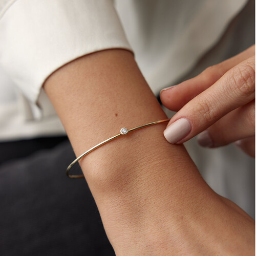 By Golden House - Tek Taş Tel Bilezik By Golden House - Tek Taş Tel Bilezik