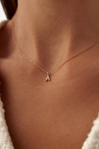 By Golden House - Tiny Pırlanta Harf Kolye