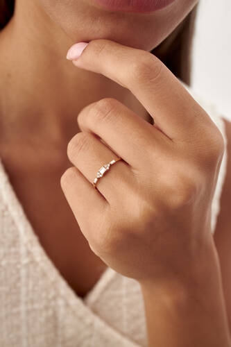 By Golden House - Tiny Queen Baget Pırlanta Yüzük