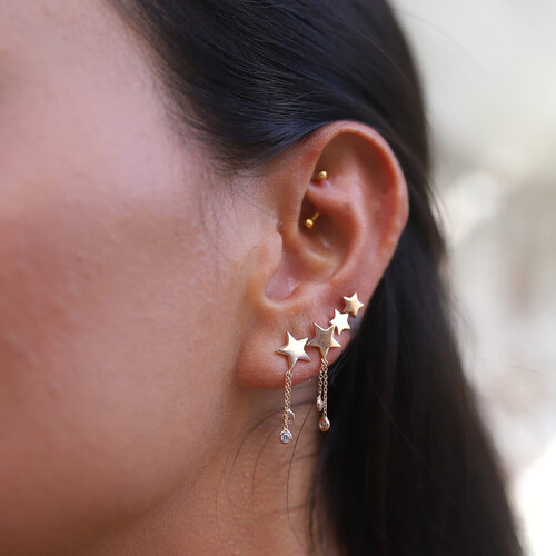 By Golden House - Tohum Sallantılı Yıldız Küpe By Golden House - Tohum Sallantılı Yıldız Küpe