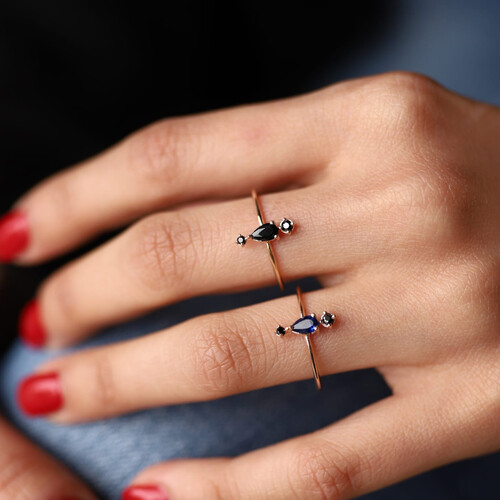 By Golden House - Tohum Taşlı Damla Yüzük