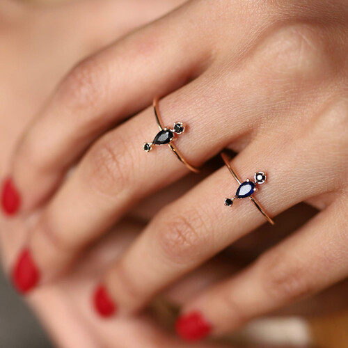 By Golden House - Tohum Taşlı Damla Yüzük (1)