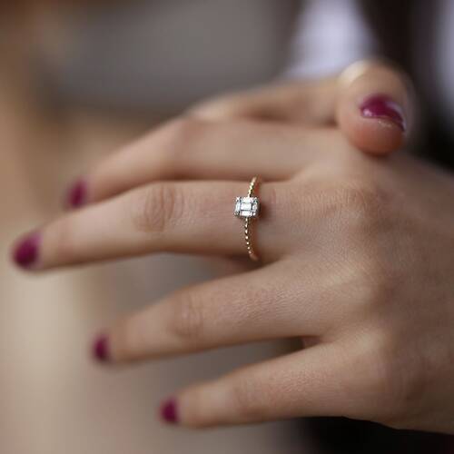 By Golden House - Top Top Baget Pırlanta Yüzük