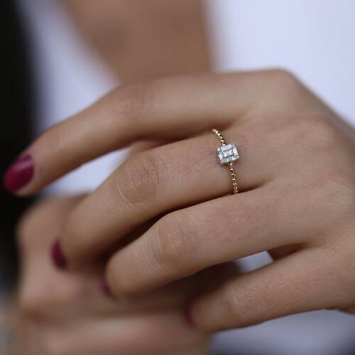 By Golden House - Top Top Baget Pırlanta Yüzük (1)